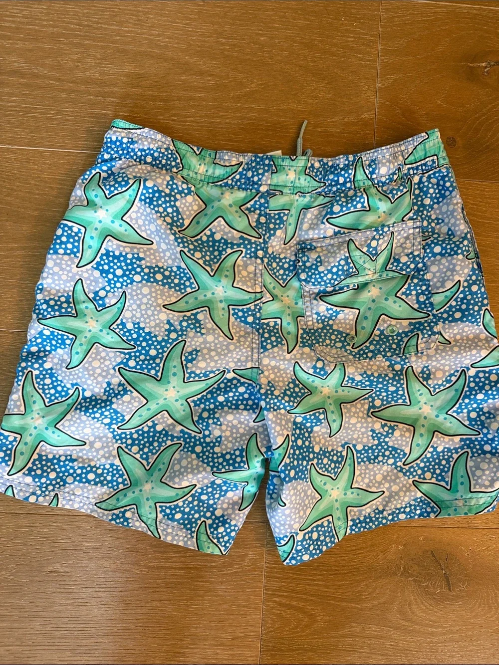 Vineyard Vines Chappy Kids Aqua & Teal Starfish Swim Trunks | s